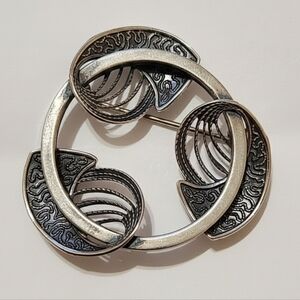 Beau Sterling Silver Swirl Brooch Modernist MCM Vintage